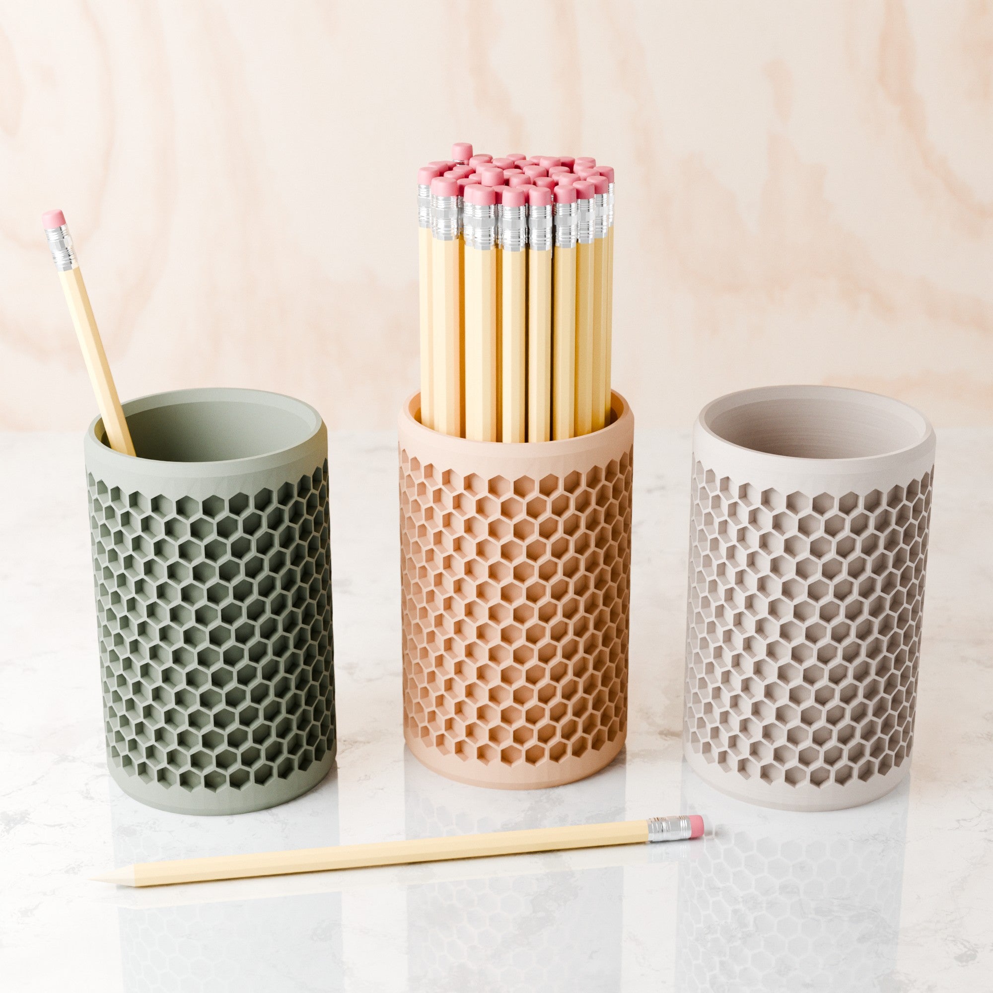 Modern Honeycomb Pencil Holder
